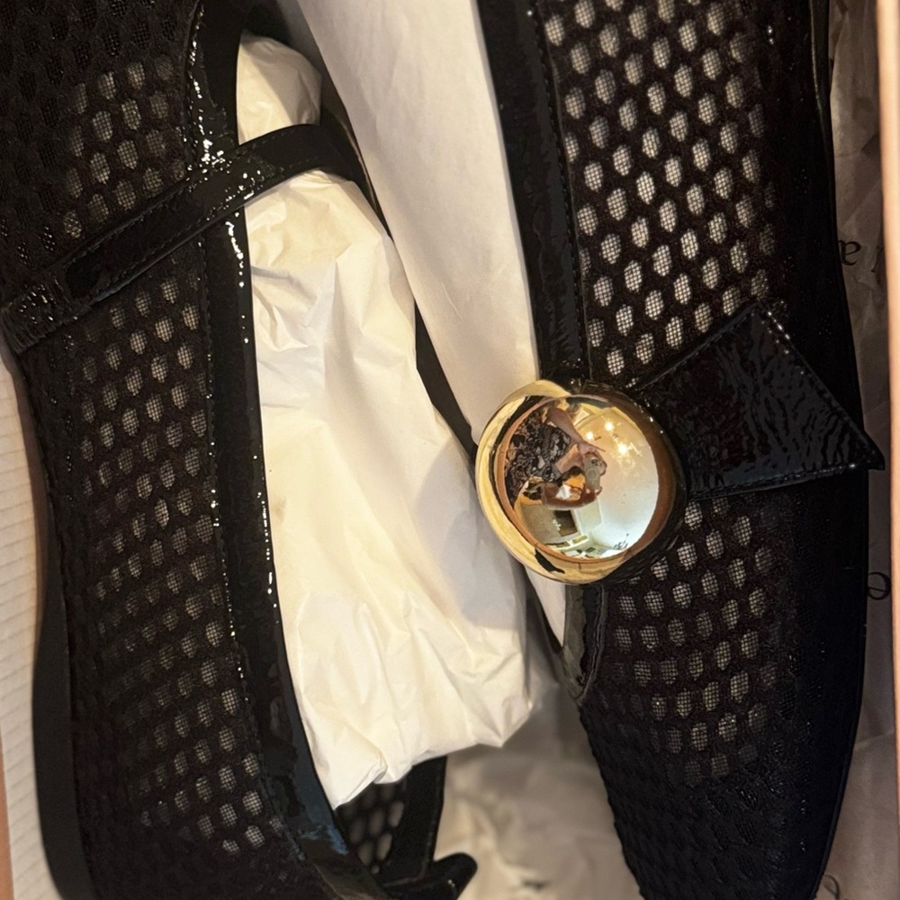 Chic Black Mesh Flats with Gold Accent - Picture 7 of 7